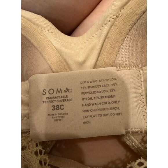 Soma Embraceable Perfect Coverage Lace Bra-Size 38C - Picture 5 of 5